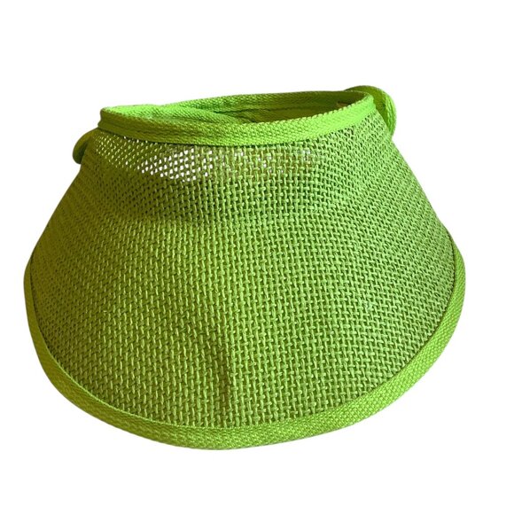 Olé America Green Woven Sun Visor Hat 100% Natural Fiber Hook Loop Close Travel - Picture 1 of 4